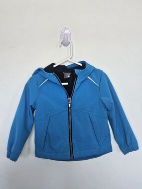 Athletic Works Boys Blue Softshell Hooded Jacket 3T Fleece Lined Activewear🩷
